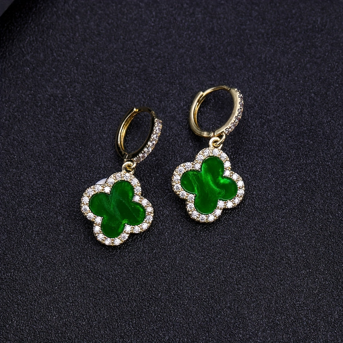 Men's Diamond Studded Earrings Clover Zircon