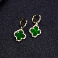 Men's Diamond Studded Earrings Clover Zircon