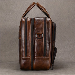 Vintage Leather Briefcase Large Capacity Business Bag Brown