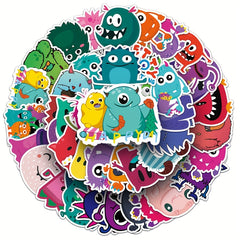 50pcs Little Monster Vinyl Stickers - Fun Cartoonish Designs