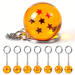 7 Style Anime Cartoon Ball Keychain Yellow Crystal Pendant 1 7 Stars PVC Toys