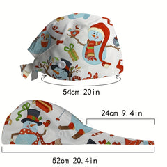 Cartoon Print Working Hat Casual Elastic Nurse Hat Women Scrub Cap