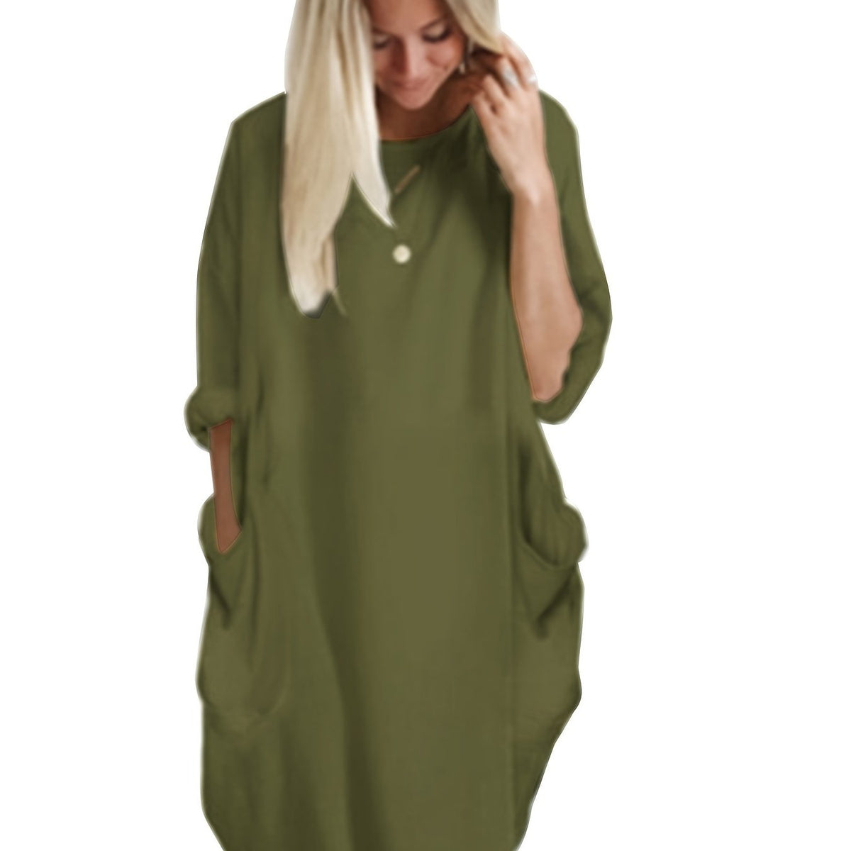  Casual Dress Women's Plain Short Sleeve Loose Dress