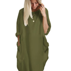  Casual Dress Women's Plain Short Sleeve Loose Dress