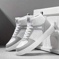 Men's High Top Skate Shoes Comfy Non Slip Lace Up Soft Sole Sneakers