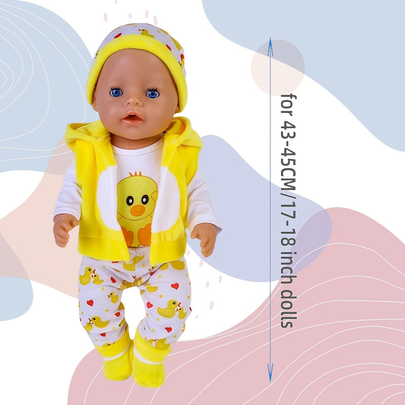 Yellow Duckling Doll Outfit 43 Dolls Christmas Gift Includes Hat Vest Pan