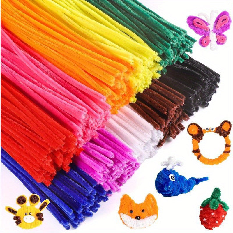 500-1000pcs Pipe Cleaner Bulk 10 Colors 12" x 6mm