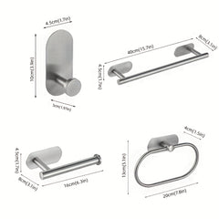 4pc Stainless Steel Bathroom Accessories Set Towel Bar Ring Holder Hooks