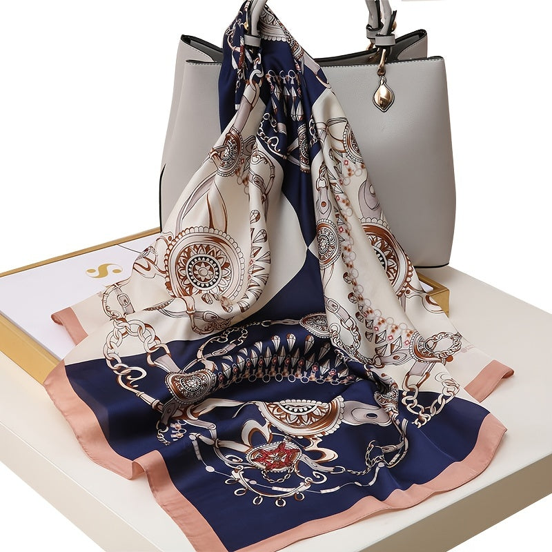 Silk Scarf Womens Printing Scarves Square Satin Headscarf