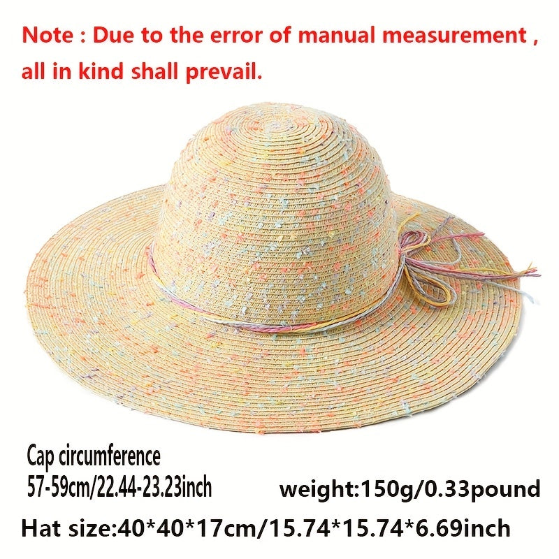 Candy Embroidery Sun Hat Wide Brim Summer Sunscreen Straw Hat Breathable Travel