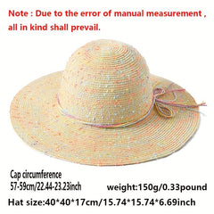 Candy Embroidery Sun Hat Wide Brim Summer Sunscreen Straw Hat Breathable Travel