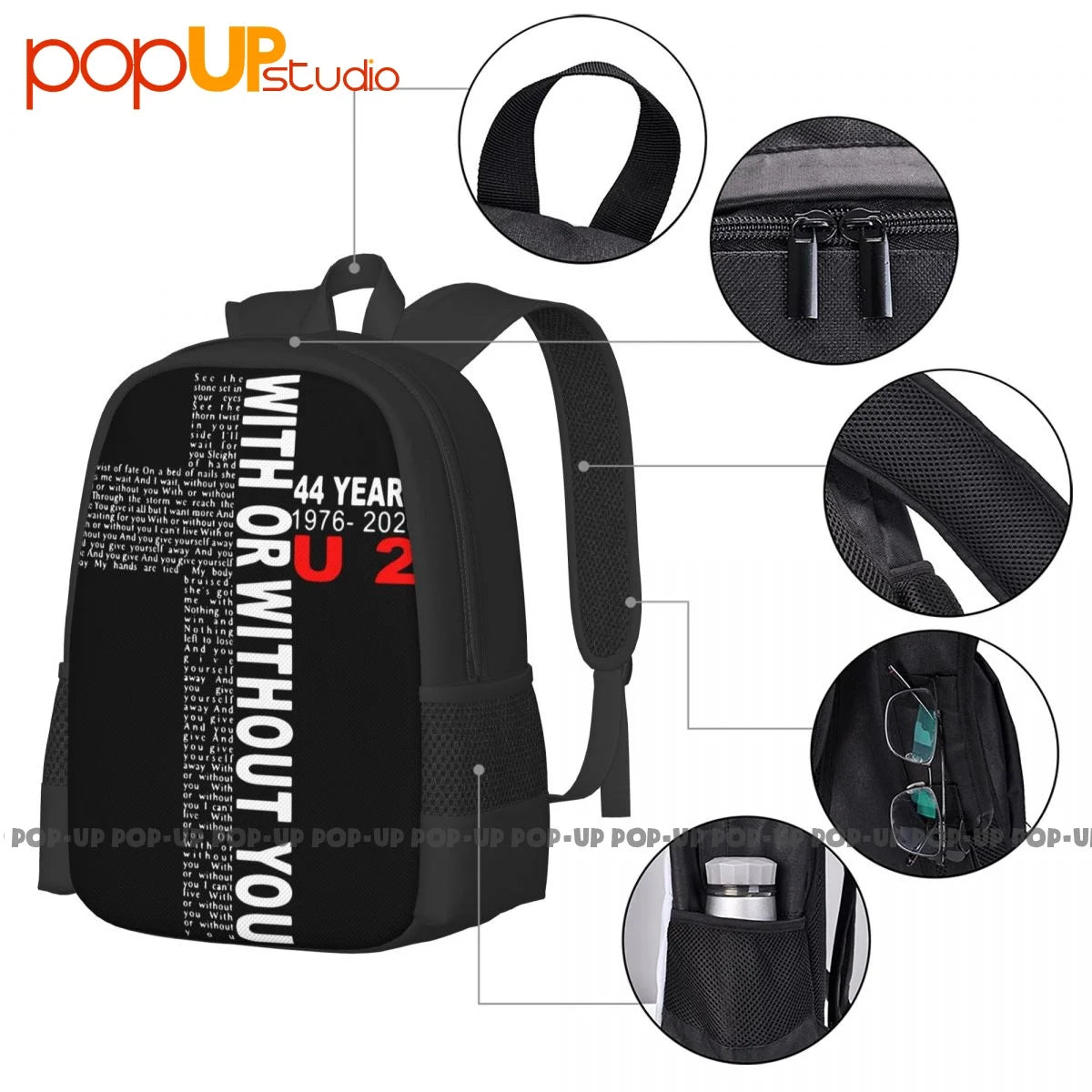 U2 With Or Without You Jesus Backpack Large Capacity Print Training Sports Bag