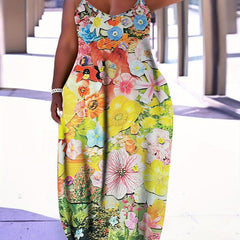  Floral Print Maxi Dress with Pockets