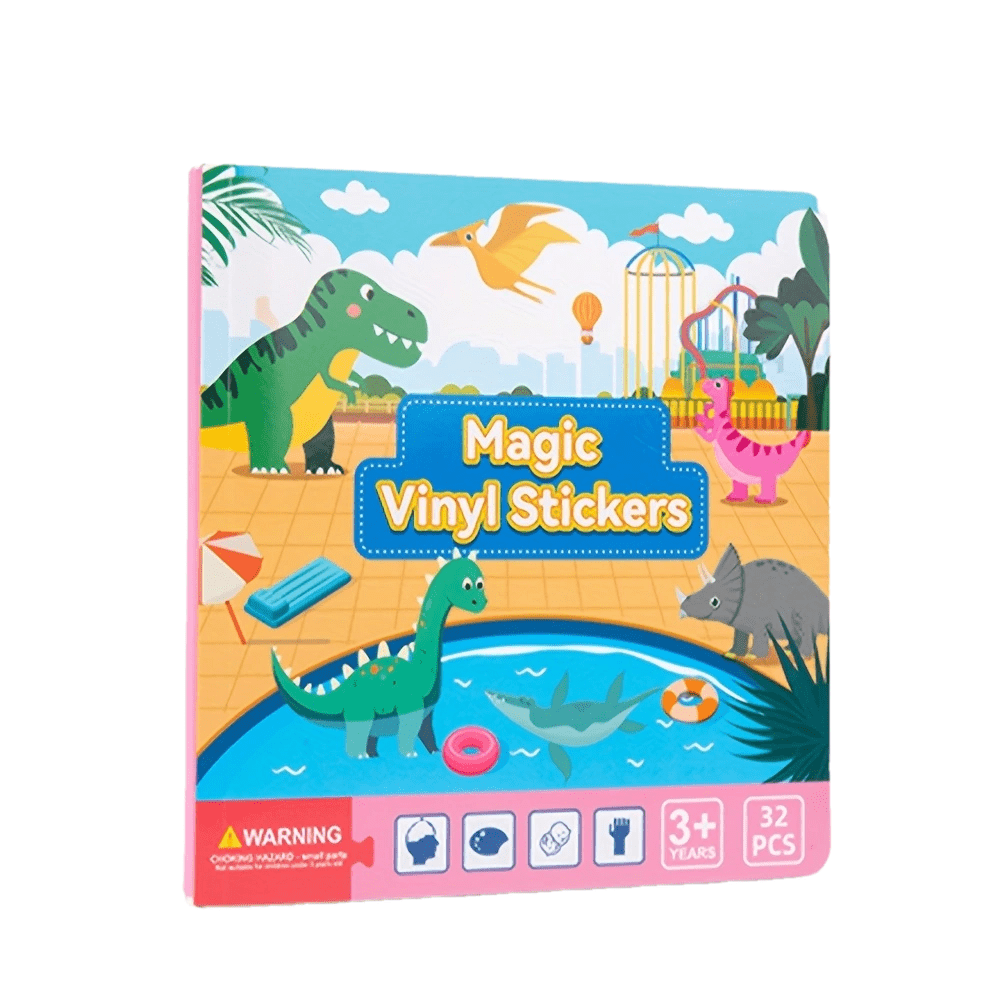 Kids Magic Vinyl Sticker Book Reusable Quiet Busy Paste Portable Sticker Toys