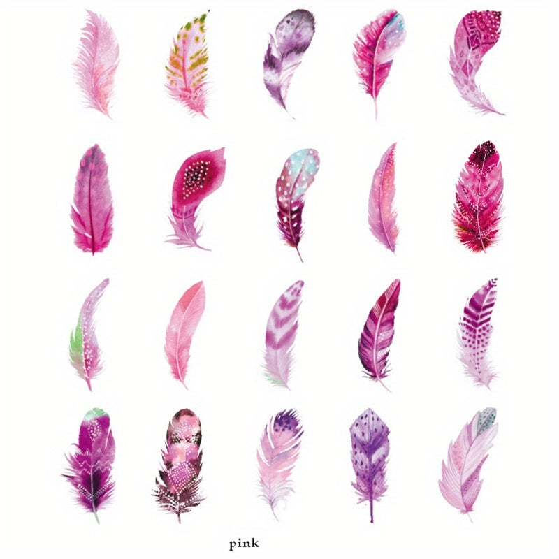 40pcs Pvc Hand Account Sticker Feather Scrapbook Material