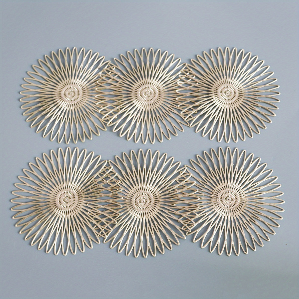 6pcs Round PVC Coasters Floral Pattern Solid Coasters Washable Placemat