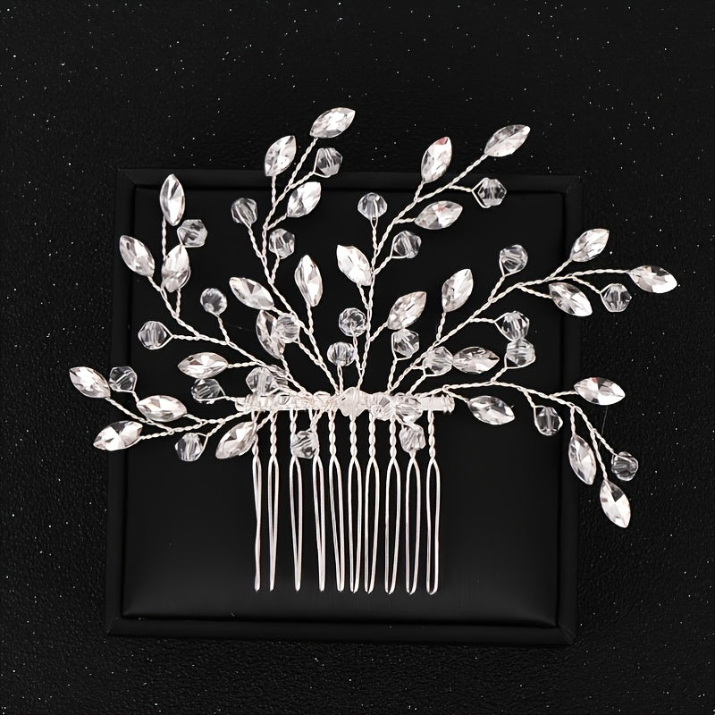 Perpetual Bride Wedding Hair Comb Alloy Crystal Side Comb Hair Accessories