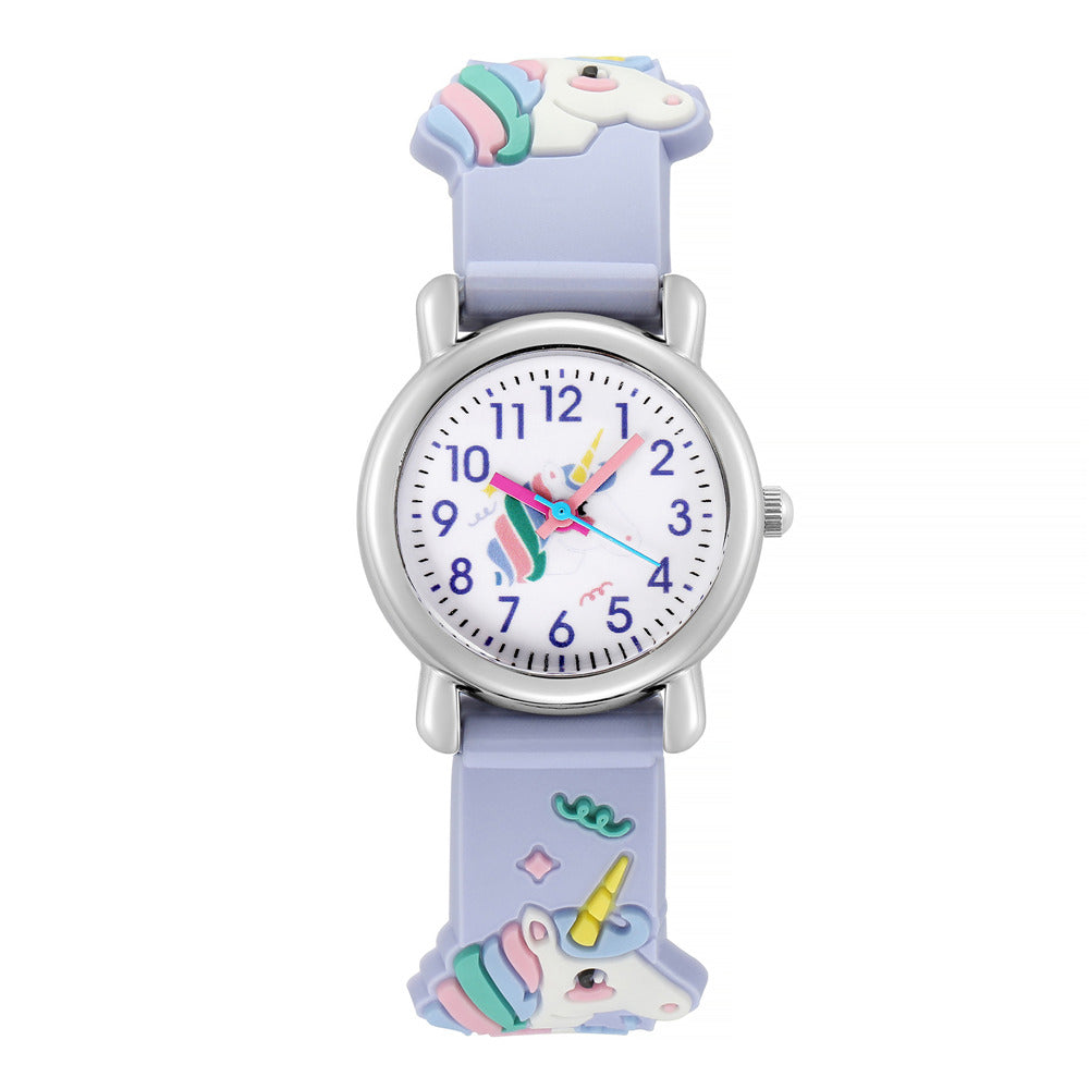 Girls Cartoon Quartz Watch Unicorn Ice Cream Print Gift