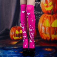 Blood Print Thigh High Socks Halloween Cosplay Over The Knee Socks