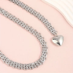 Heart Pendant Silvery Waist Chain Punk Metal Chain Belt for Women