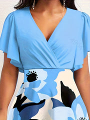  Dress Women's Plus Ruffle Sleeve Midi Dress