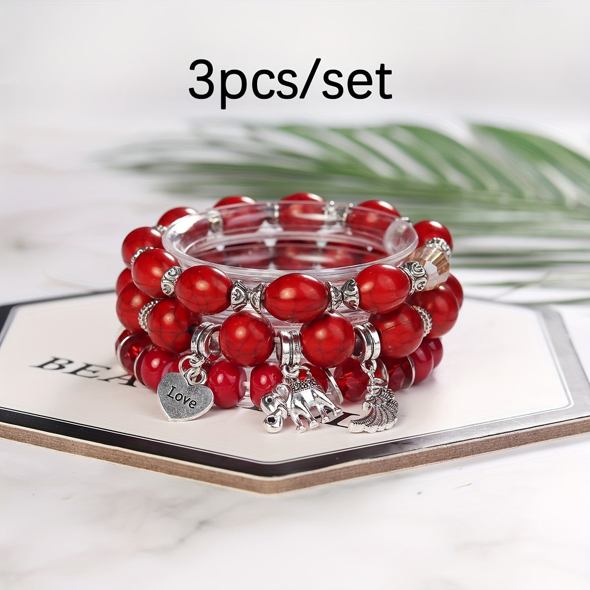 Bohemian Beaded Elephant Wings LOVE Ball Bracelet