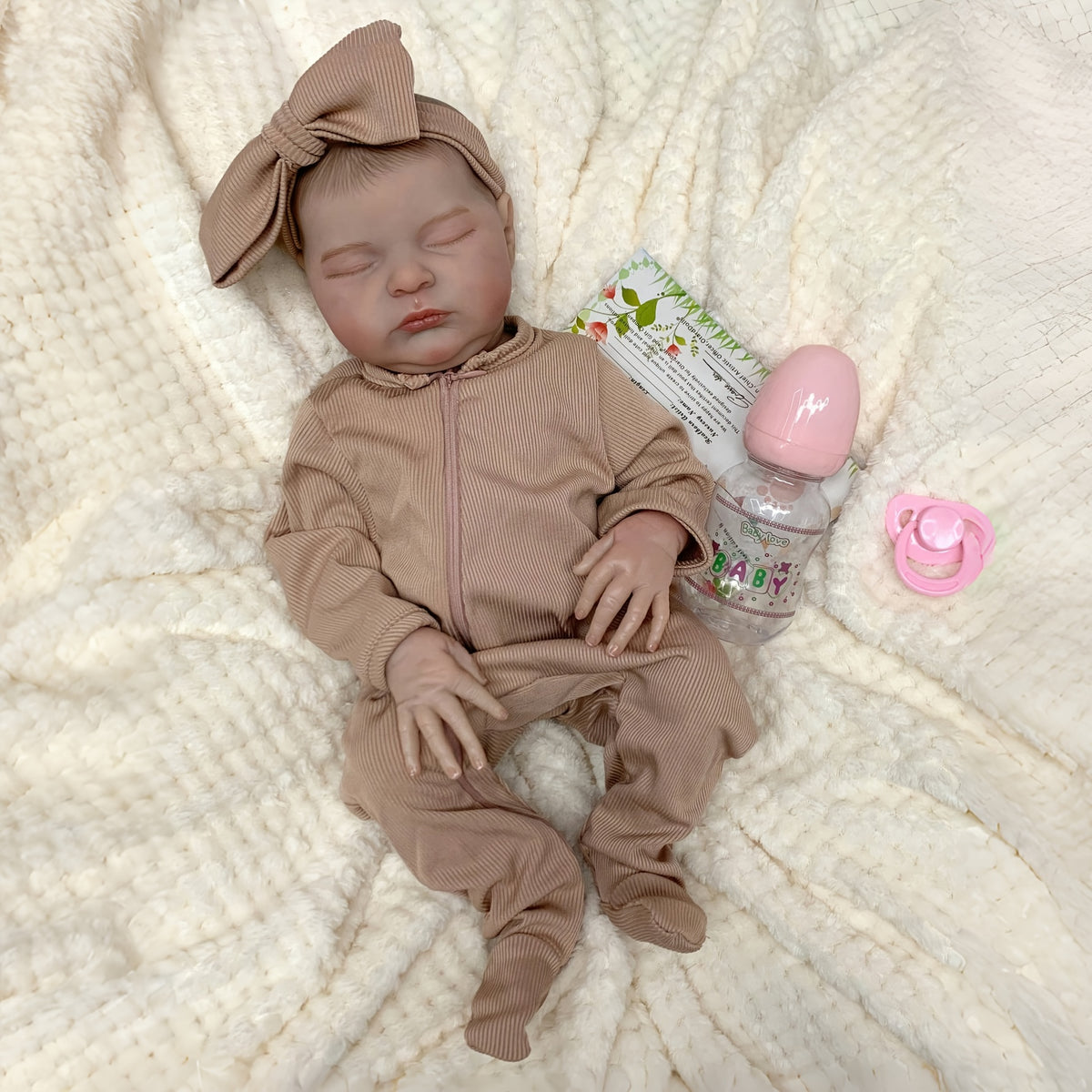 Soft Vinyl 3D Painted Sleeping Girl Reborn Baby Doll