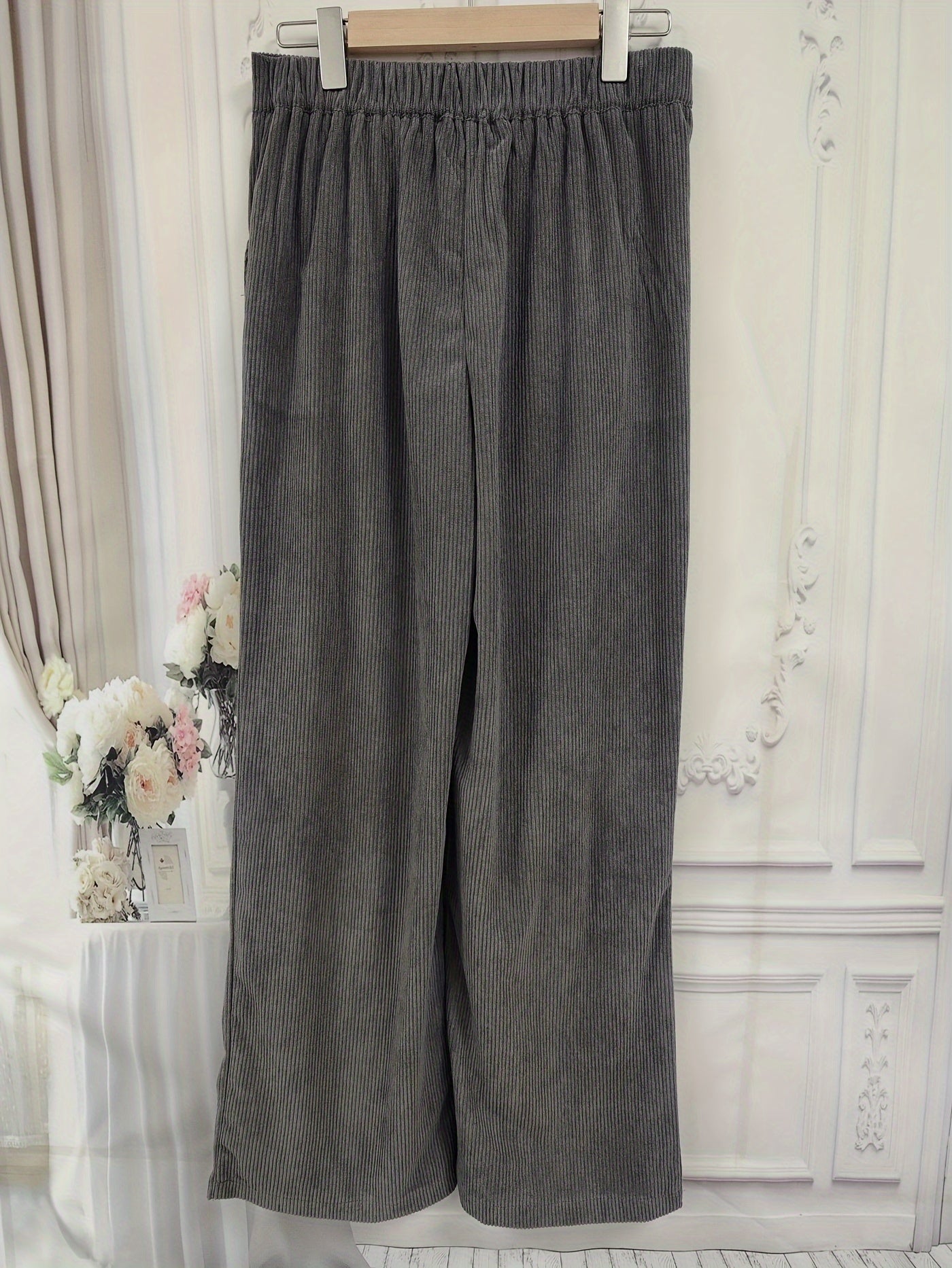  Wide Leg Corduroy Pants with Pockets
