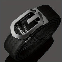 Men's Cowhide Belt w/Automatic Buckle Classic Woven Pattern