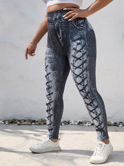  Denim Print High Rise Leggings