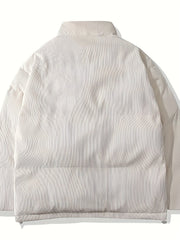  Women's Corduroy Liner Fleece Mock Neck Puffer Coat