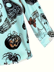  Halloween Blouse Women's Plus Graffiti Button Up Shirt Top