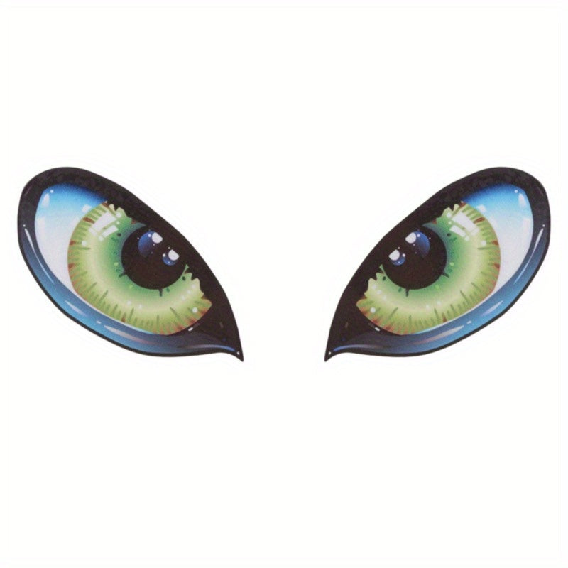 Reflective Sticker Pair Green Eyes Car Motorcycle Rear Mirror Side Window