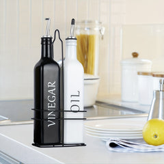 Ceramic Olive Oil & Vinegar Dispenser Set 17oz Kitchen Seasoning Bottle