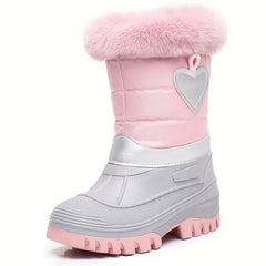 Girl's High Top Furry Snow Boots Warm Cozy Non slip Boots Plush