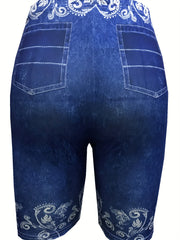 Denim Print Skinny Leggings for Women
