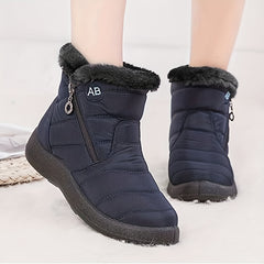 Women's Faux Fur Snow Boots Winter Ankle Boots Side Zipper