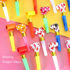30pcs Plastic Whistle Props for Birthday Party, Student Toys - Random Large Size