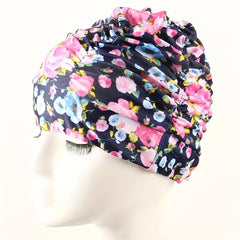 Pleated Swim Caps for Men Women Large Head Long Short Hair Bathing Cap