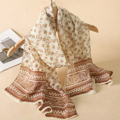 Vintage Geometric Chiffon Scarf Thin Silk Head Wrap