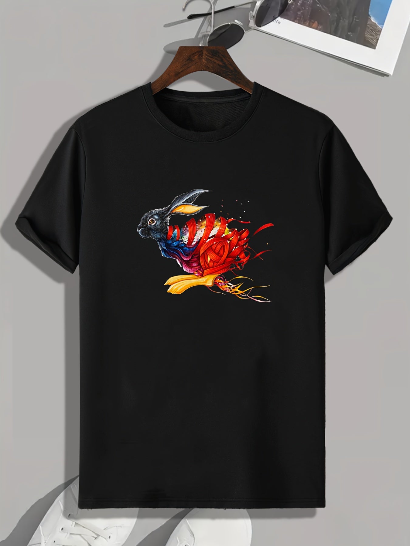 Rabbit Pattern Men's Graphic Tee for Summer
