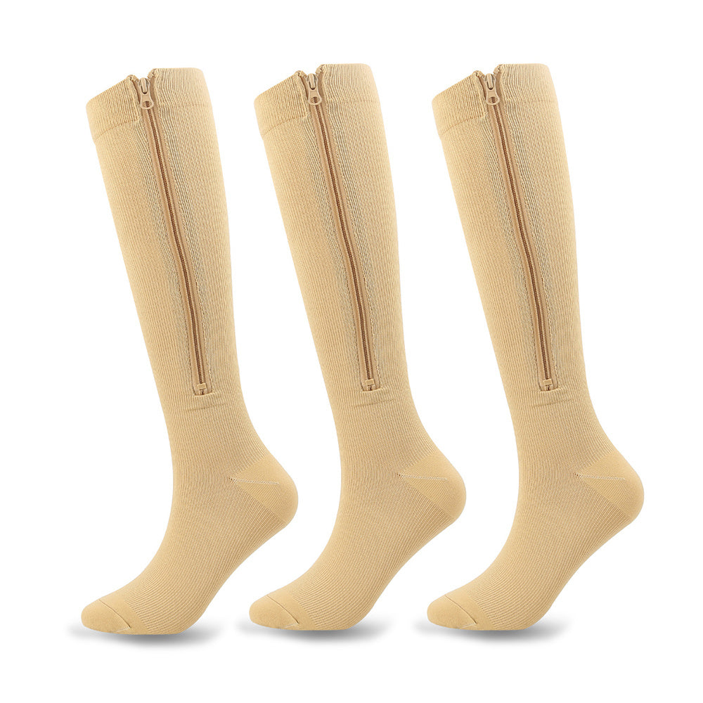 Compression Knee High Socks w/ Zip 3 Pack for Men and Women