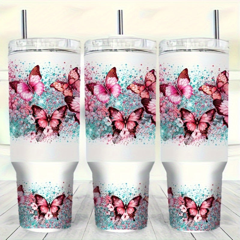 2pcs Vibrant Butterfly & Floral Glass Mug Sleeves Decals