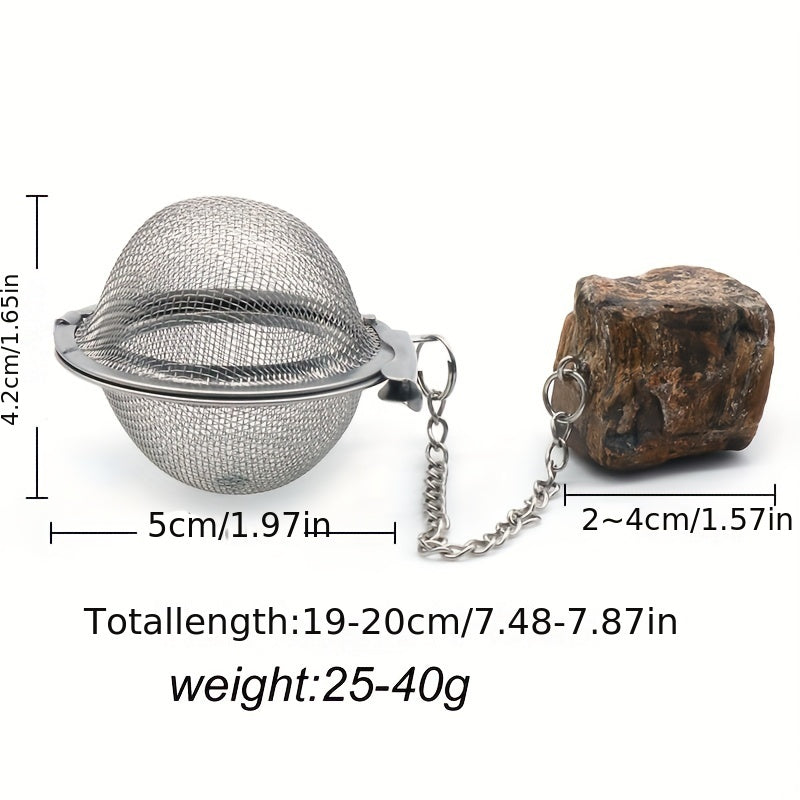 Stainless Steel Tea Infuser Ball Strainer with Healing Stones Rose Quartz