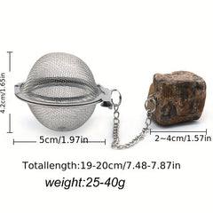 Stainless Steel Tea Infuser Ball Strainer with Healing Stones Rose Quartz