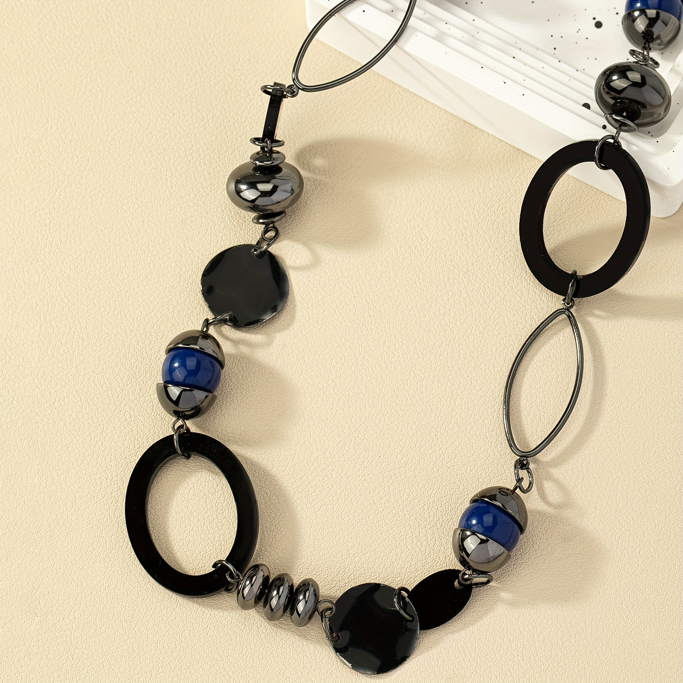 Vintage Long Necklace Resin Stone Jewelry