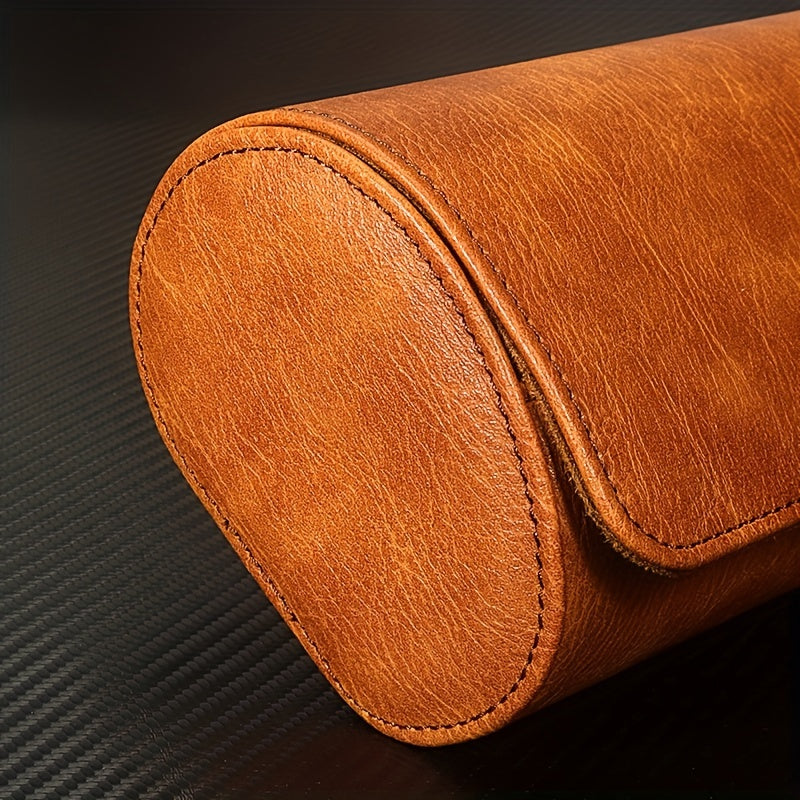 WESSLECO 3 Slots Roll Travel Case Vintage PU Leather Watch Organizer