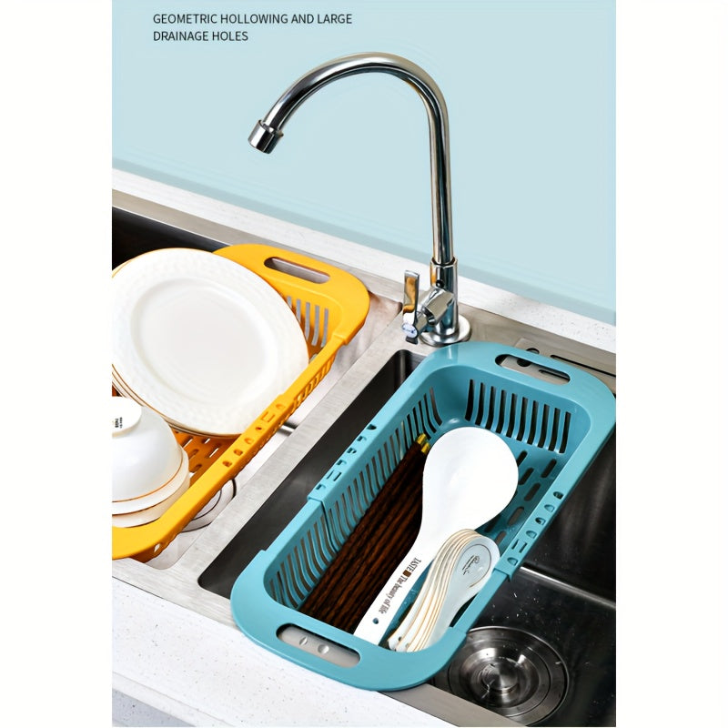 Adjustable Sink Colander Vegetable Washing Basket Drain Basket Strainer Rack