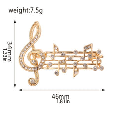 Musical Note Brooch with Artificial Diamonds