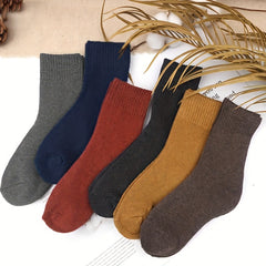 5pairs Winter Crew Socks Outdoor Thick Warm Wool Socks